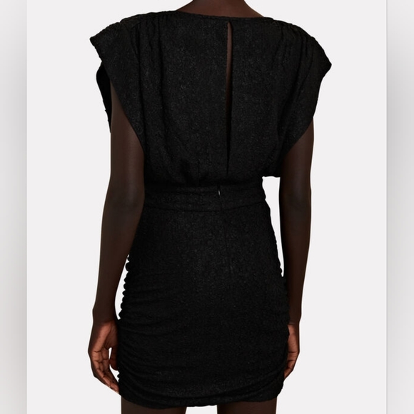🆕️ IRO Cory Ruched Cloqué Mini Dress in Black - Picture 4 of 16